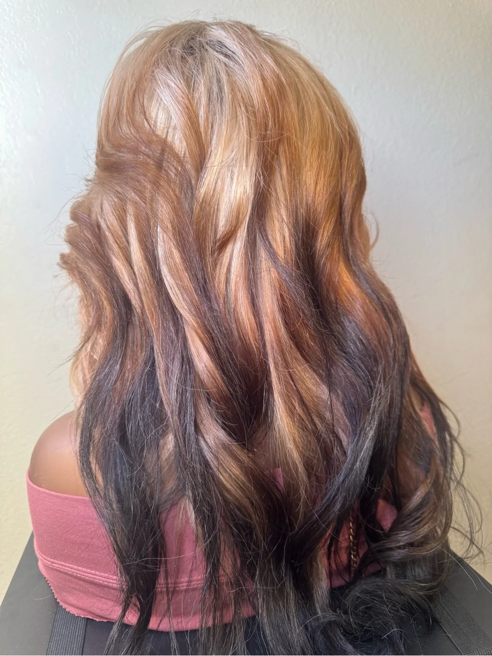Blonde Ombre Long Wavy Lace Closure Wig - Two-Tone Blonde to Black